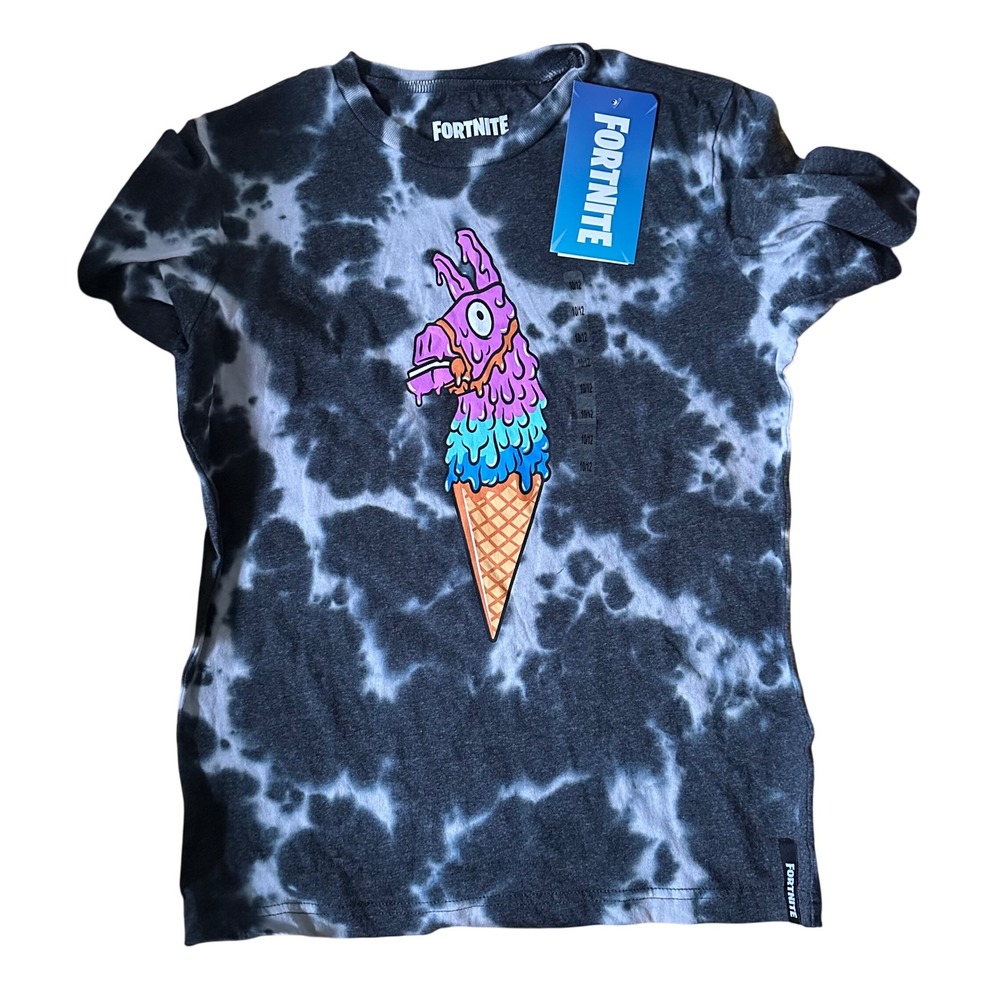 Fortnite Llama Ice Cream Cone Tie Dye T-Shirt‎ Kids Size 10/12 NWT